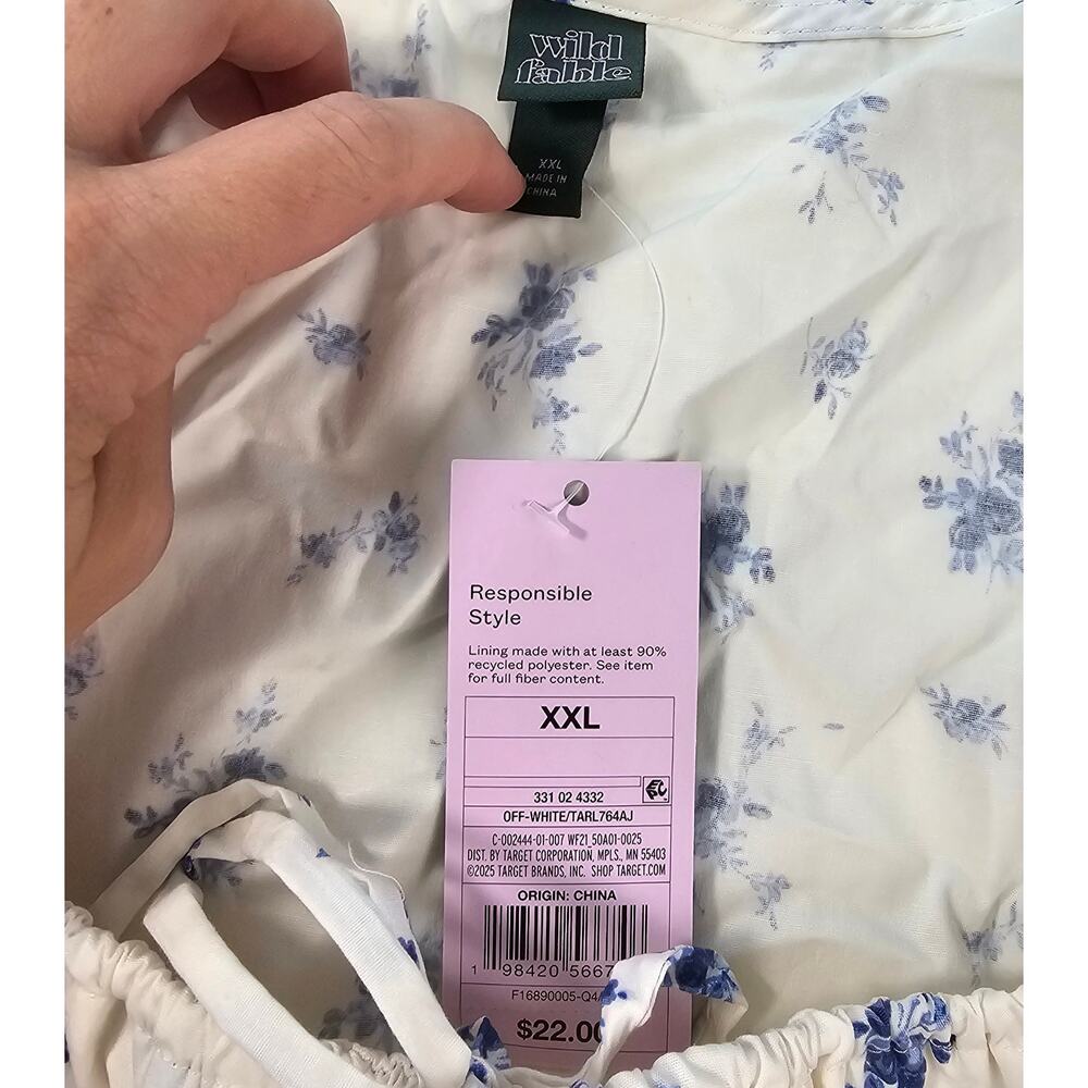 NWT XXL floral milkmaid crop peasant midi top long sleeve cottagecore coquette - Picture 8 of 10